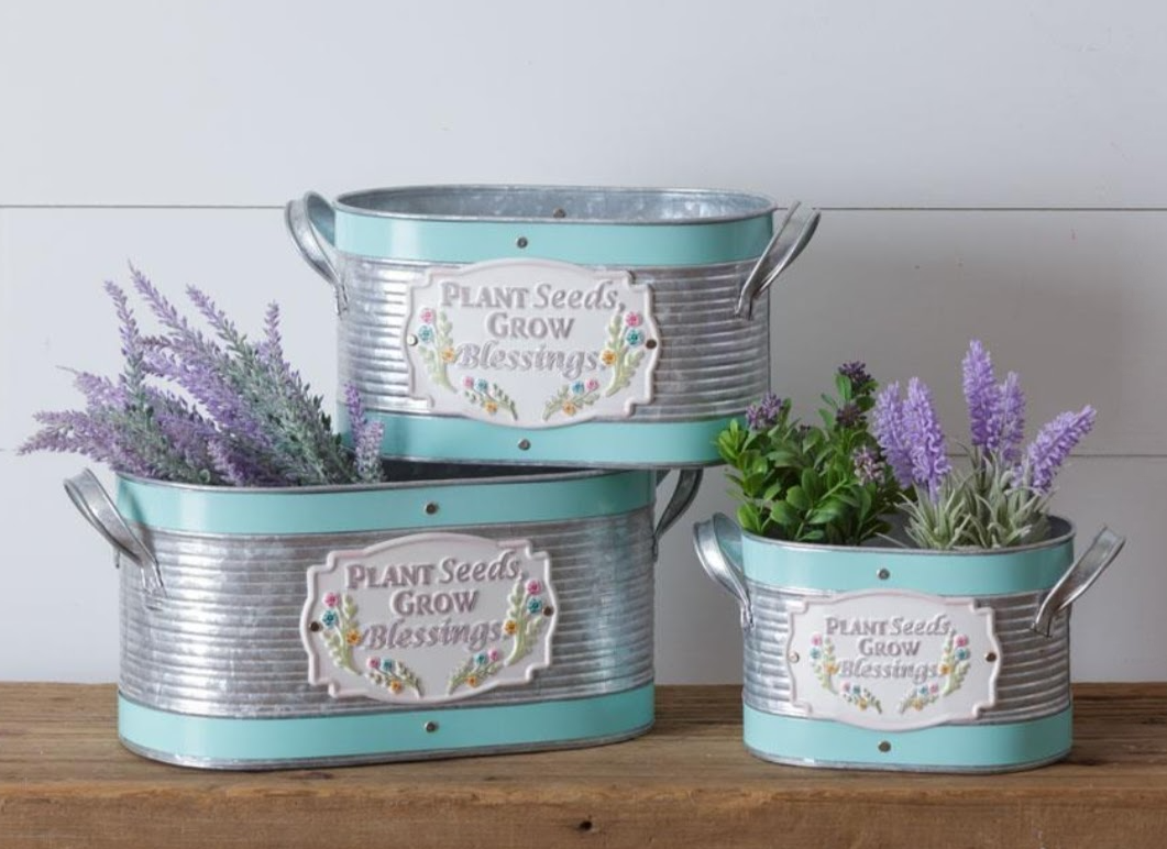 plant seeds grow blessings Set of 3 Buckets