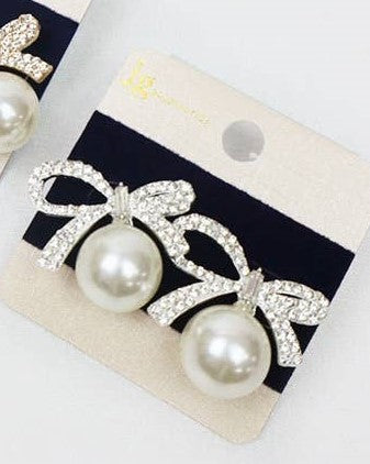 Bow with Pearl Accent Earrings