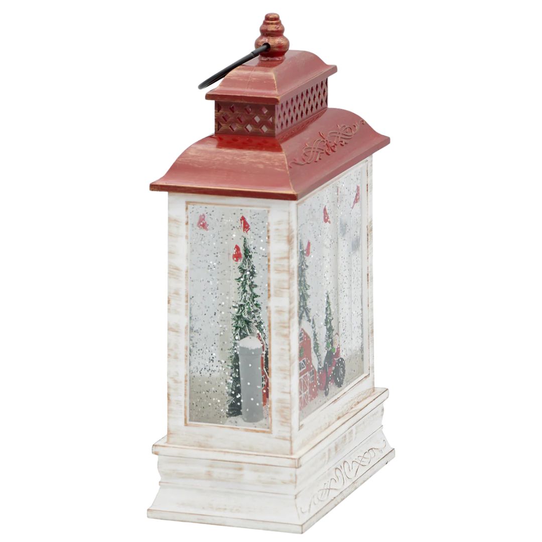 Confetti Lites Lighted Swirl Lantern with Farmer Santa on Tractor