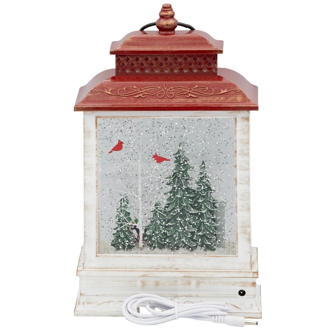 Confetti Lites Lighted Swirl Lantern with Farmer Santa on Tractor