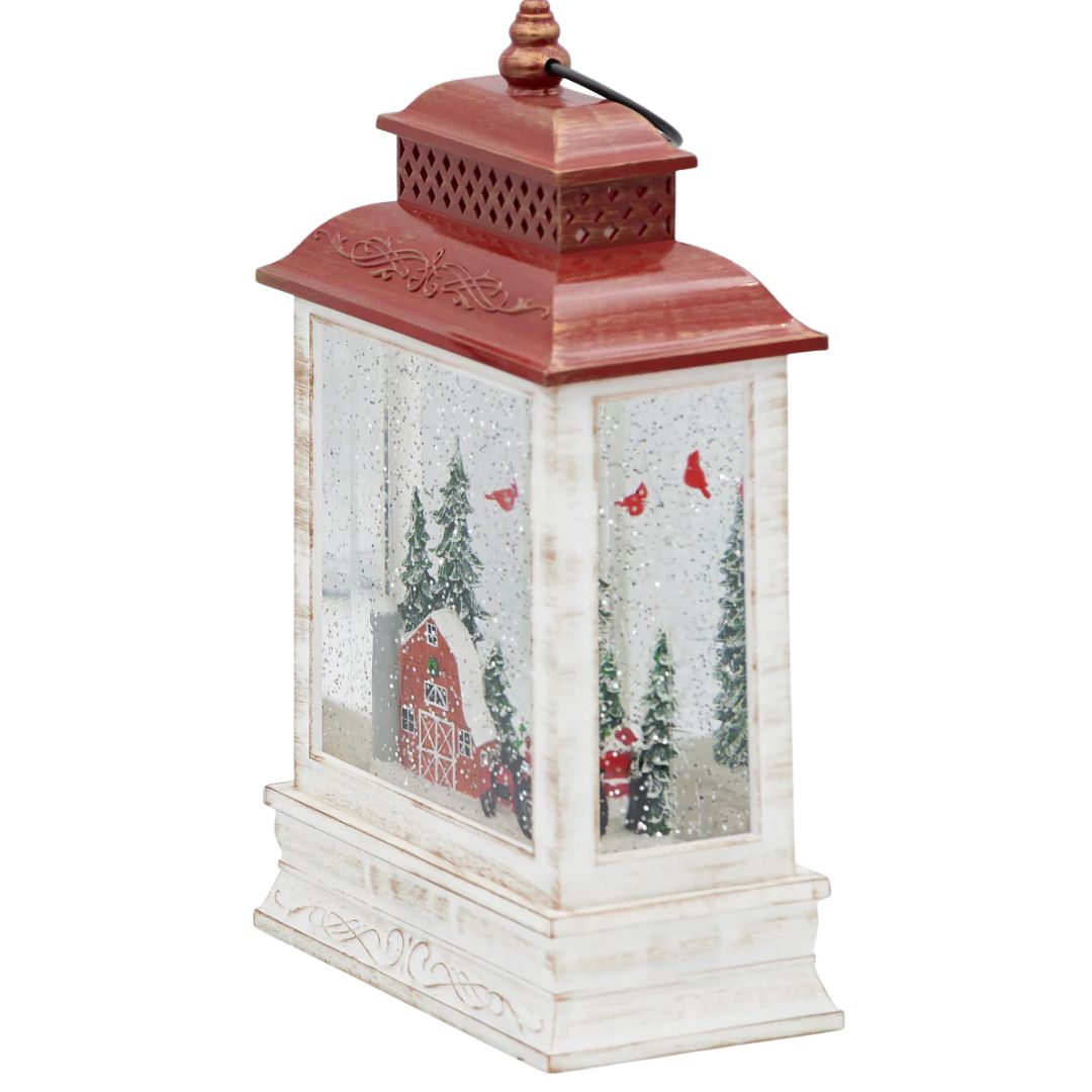 Confetti Lites Lighted Swirl Lantern with Farmer Santa on Tractor