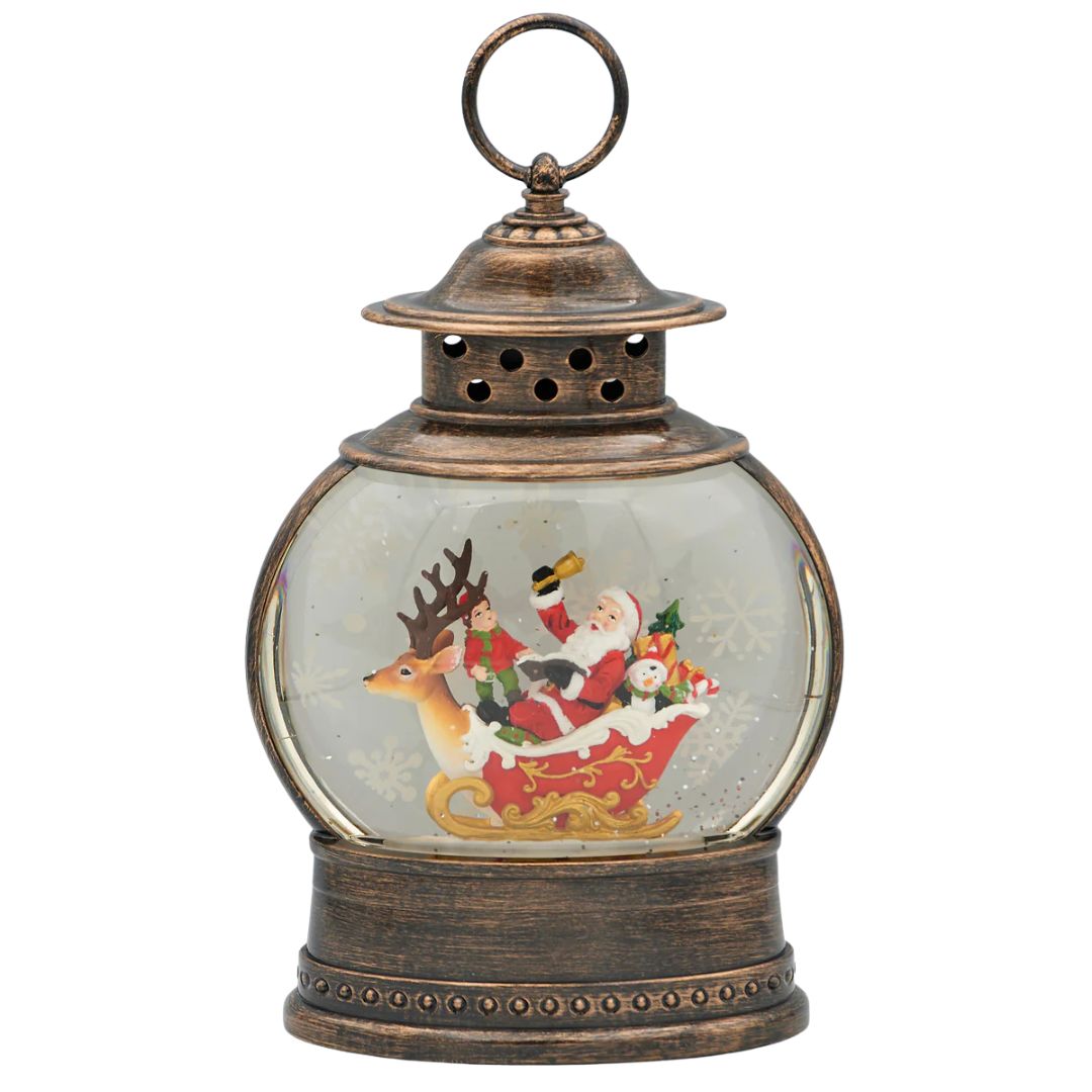 Confetti Lites Lighted Swirl Lantern with Santa & Reindeer