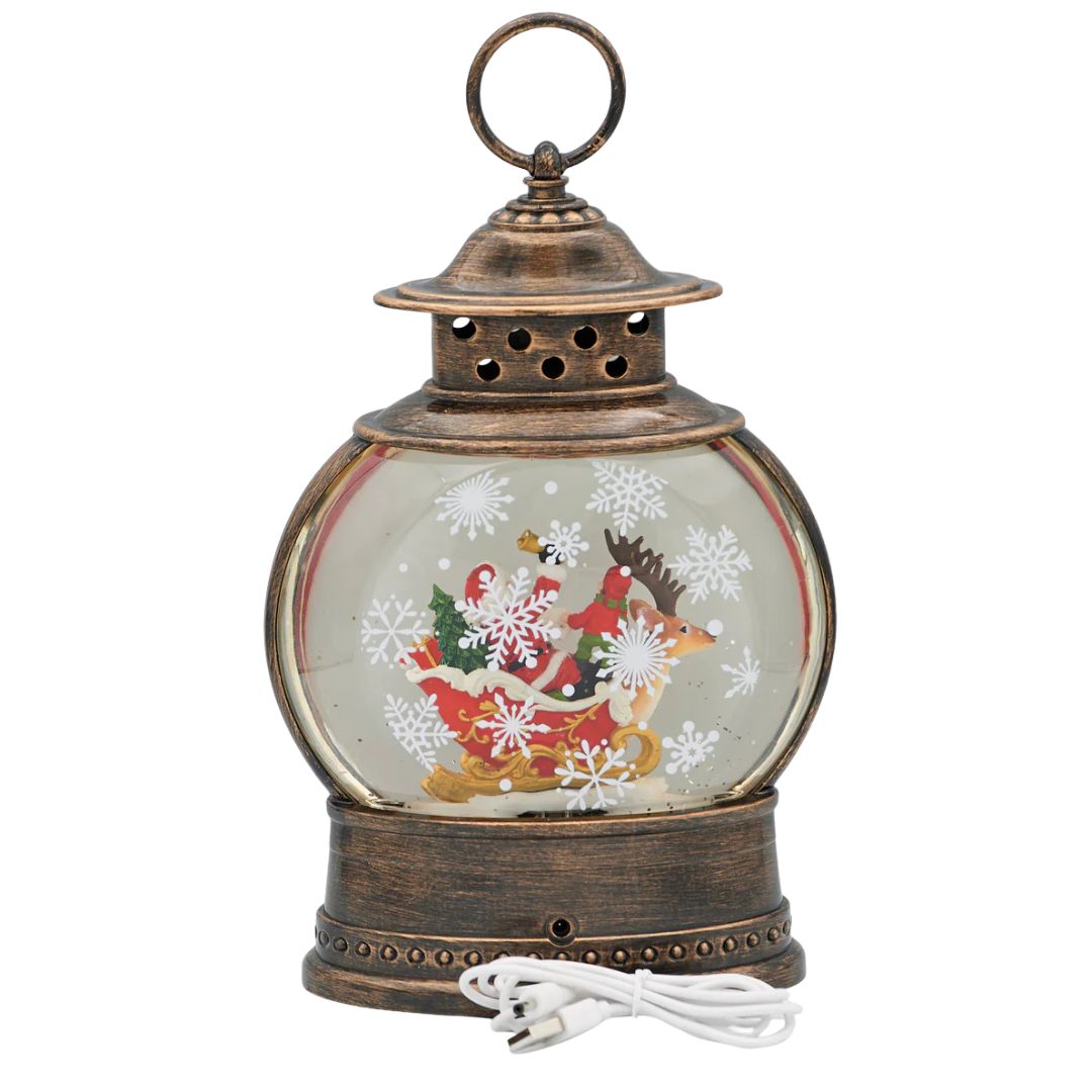Confetti Lites Lighted Swirl Lantern with Santa & Reindeer
