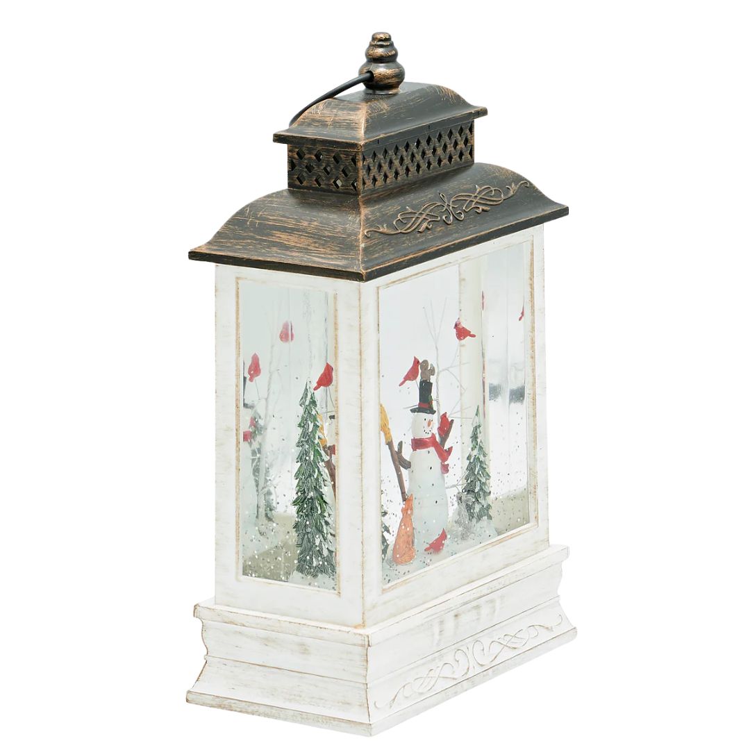 Confetti Lites Lighted Swirl Snowman Square Lantern with Forest Animals