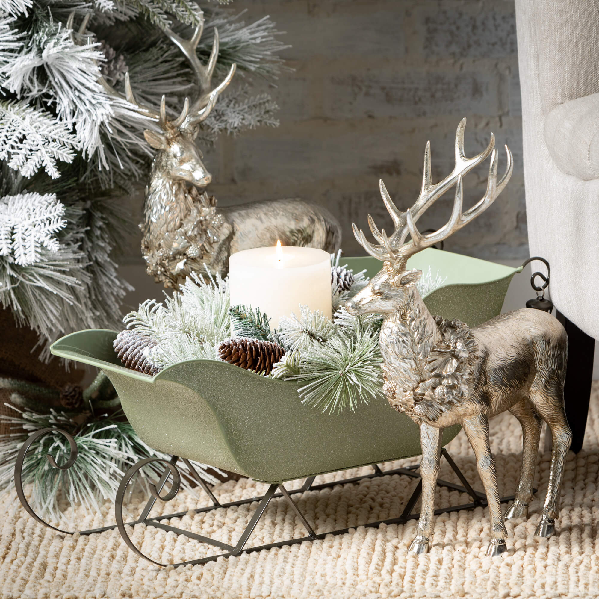 REGAL SILVER DEER FIGURINE