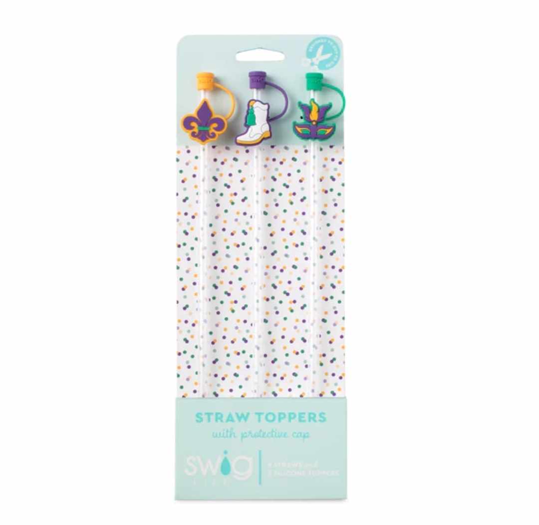 Swig Mardi Gras Straw Topper Set