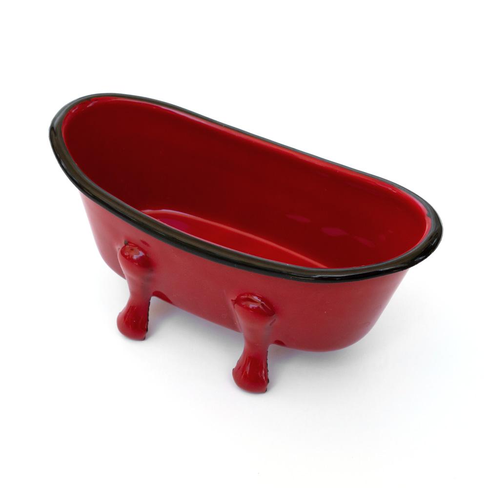 FinchBerry Farmhouse Red Enameled Metal Bathtub Soap Dish