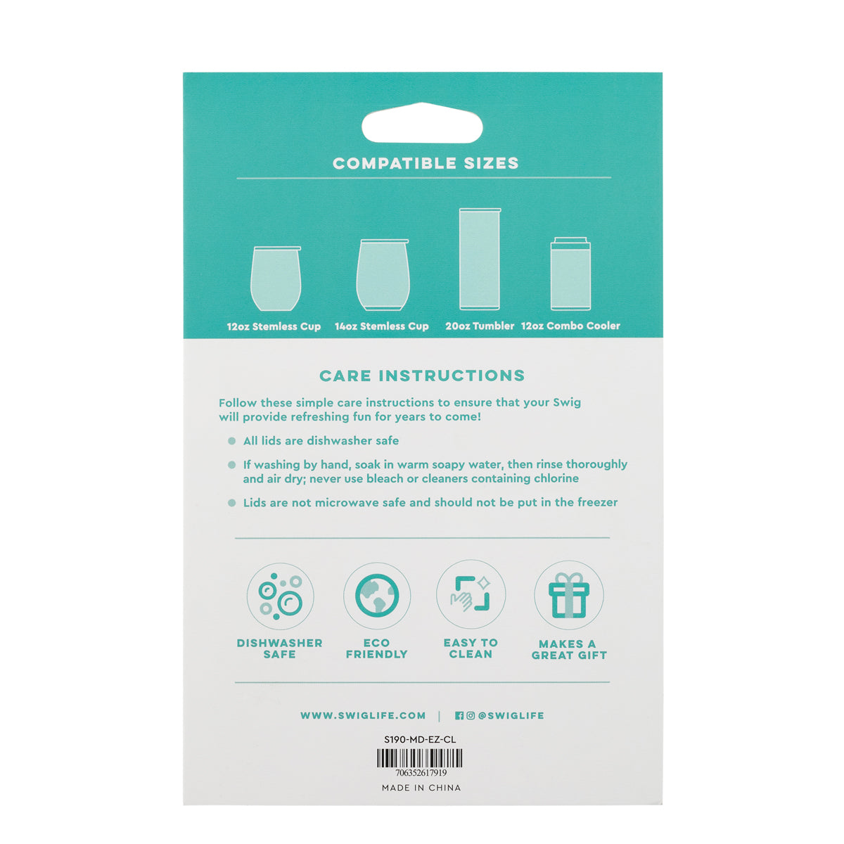 Swig Clear EZ Flow Lid Medium