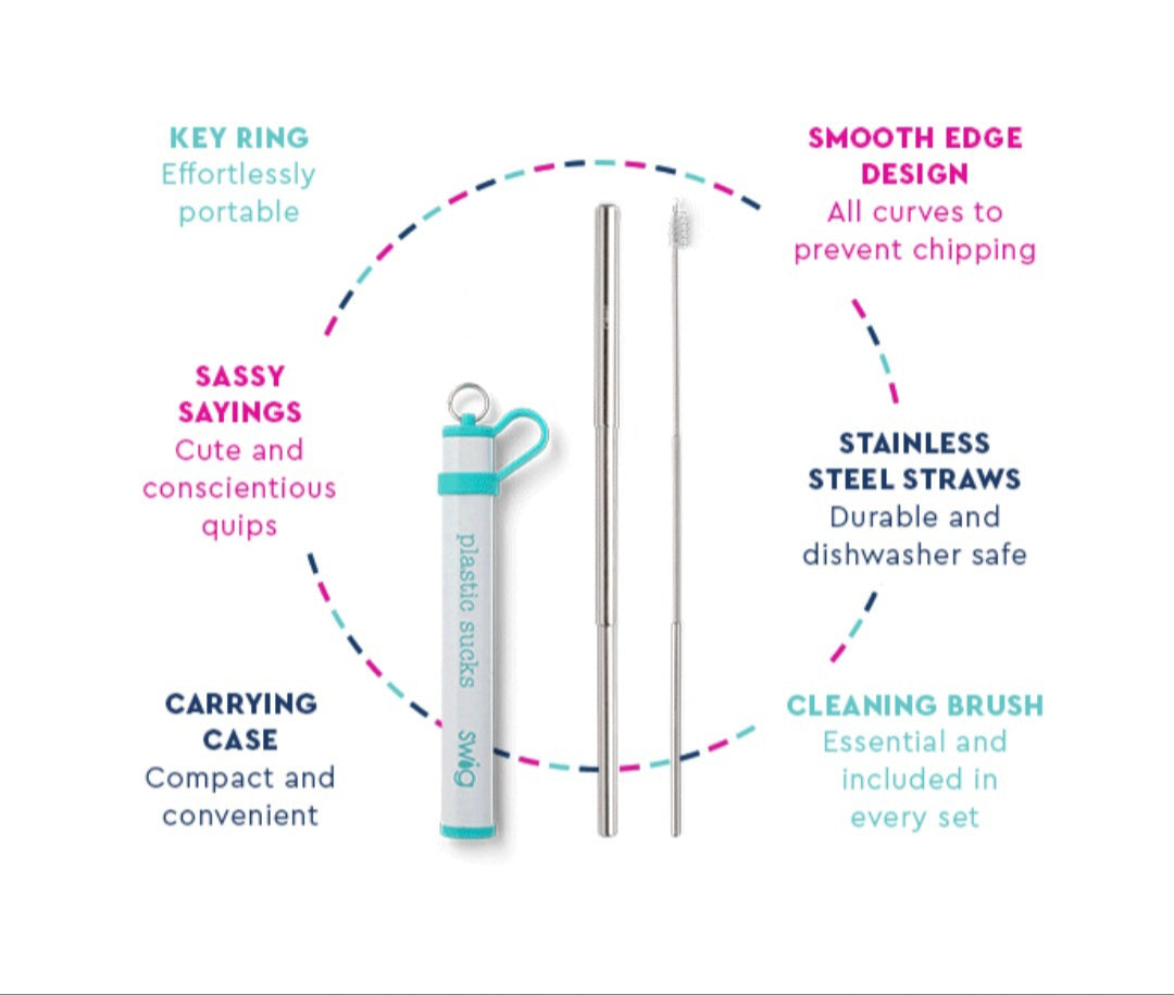 SWIG Telescopic Stainless Steel Straw Set