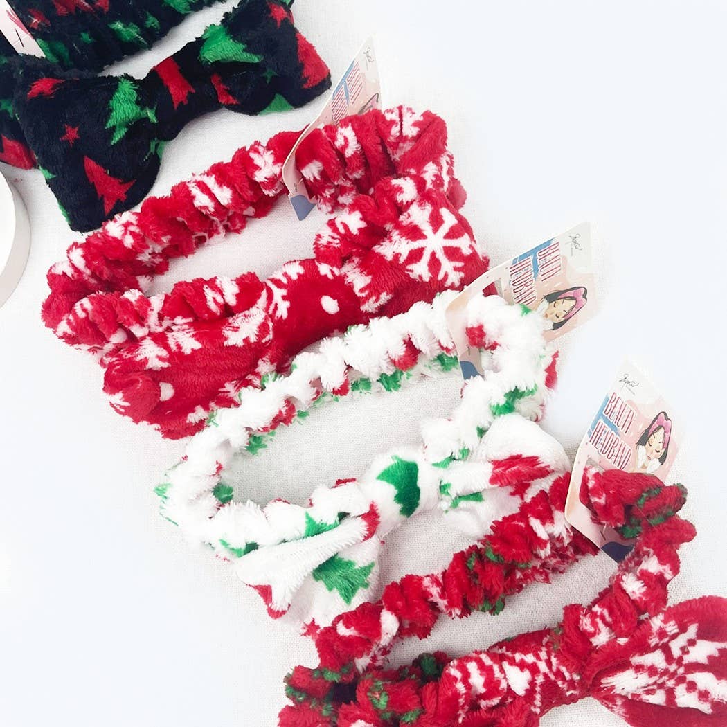 Christmas Pattern Beauty Spa Bow Headband