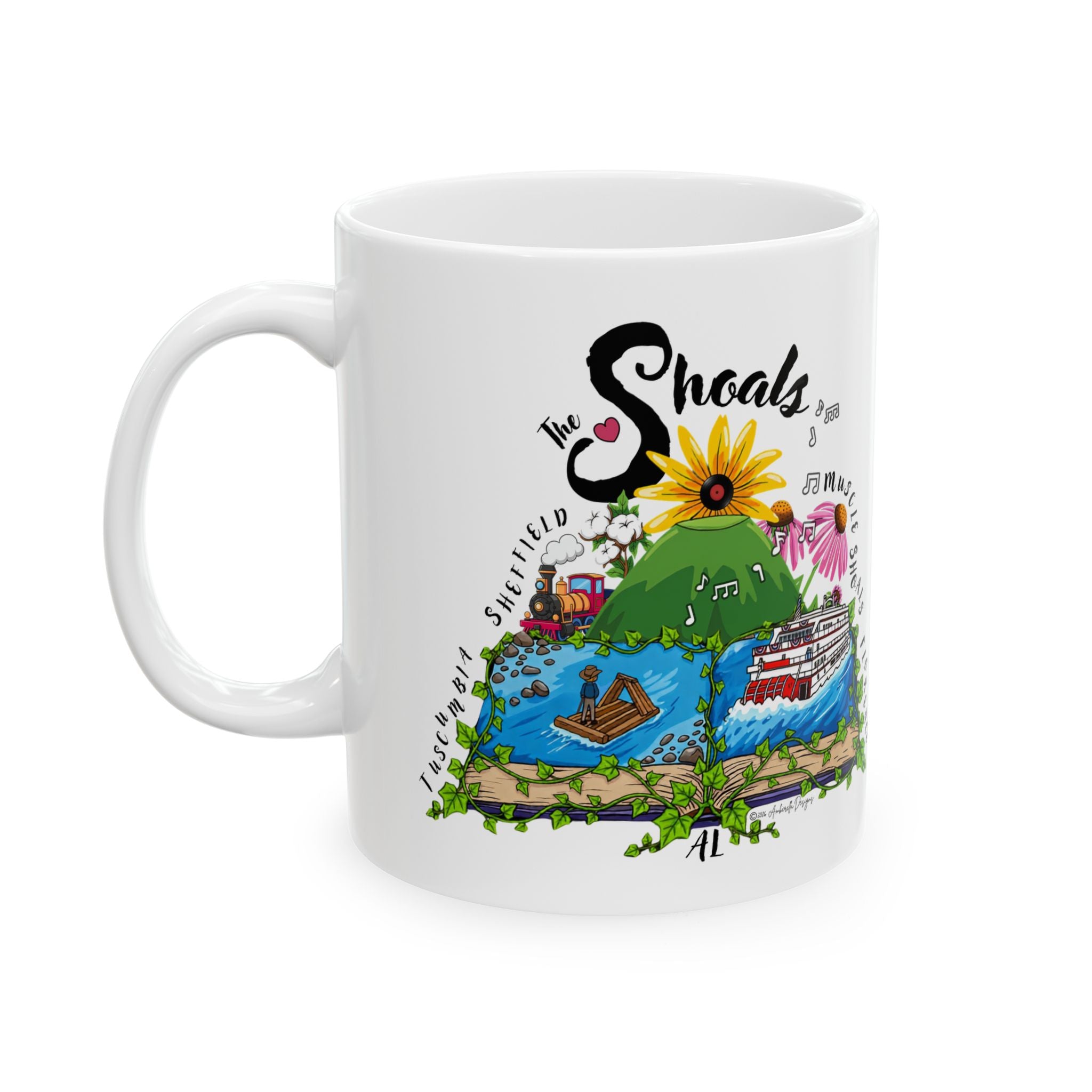 The Shoals Story: Tuscumbia, Sheffield, Muscle Shoals and Florence Alabama Travel Souvenir Mug (11oz/15oz)