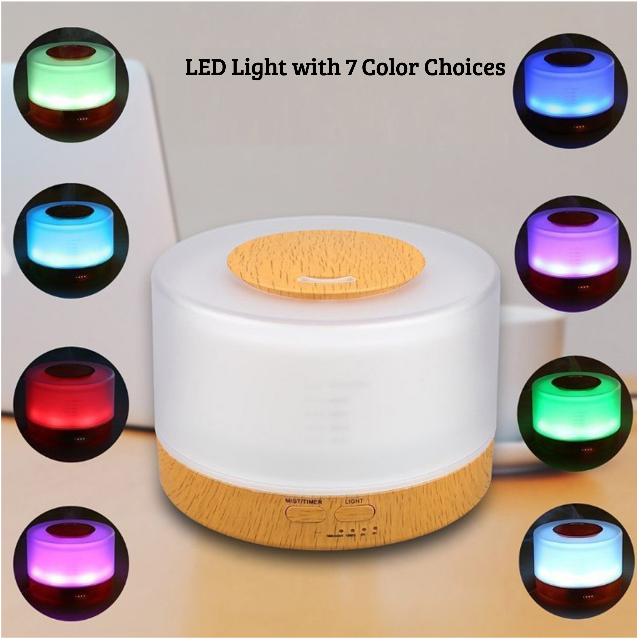 Ultrasonic Home Diffuser, Natural Wood and White