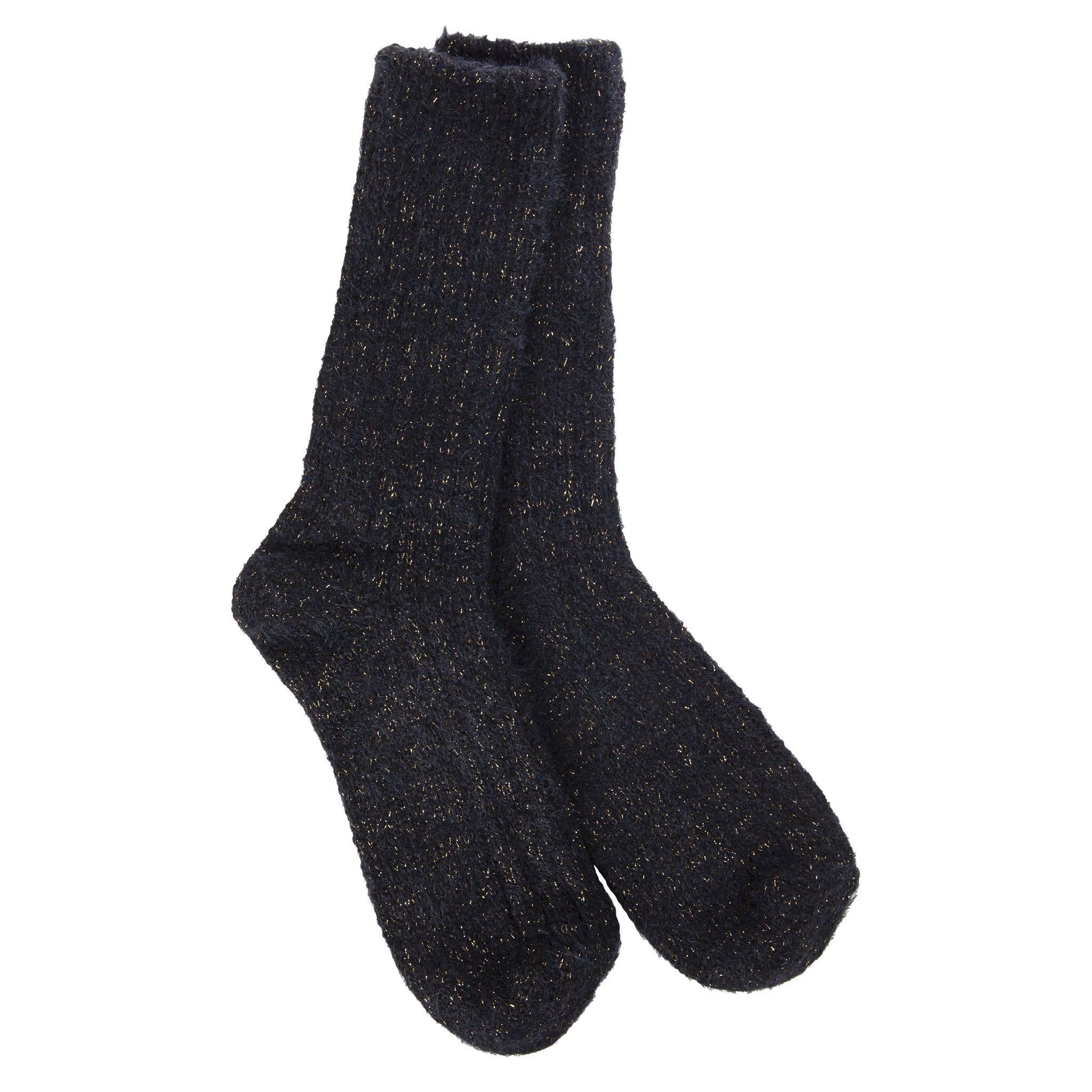 Pair of black socks on a white background