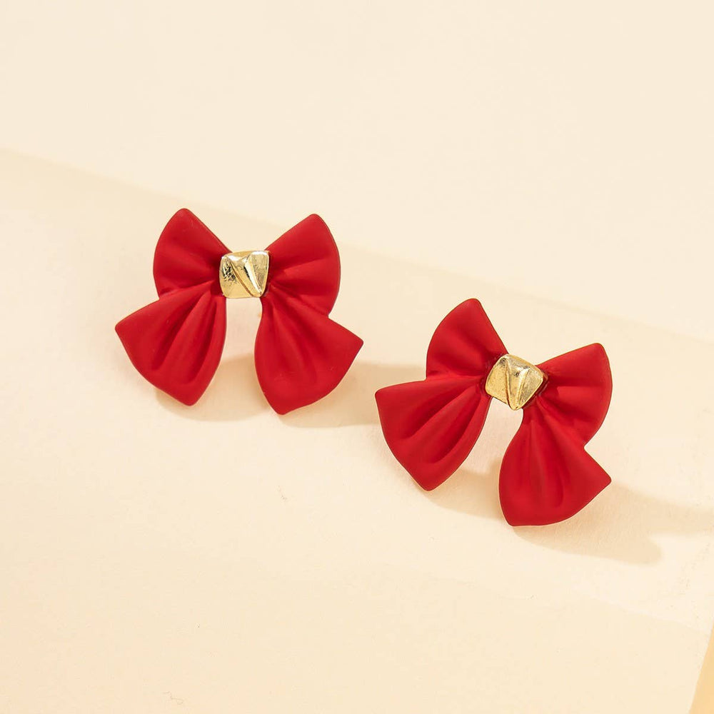 Red Bow Minimalist Earrings