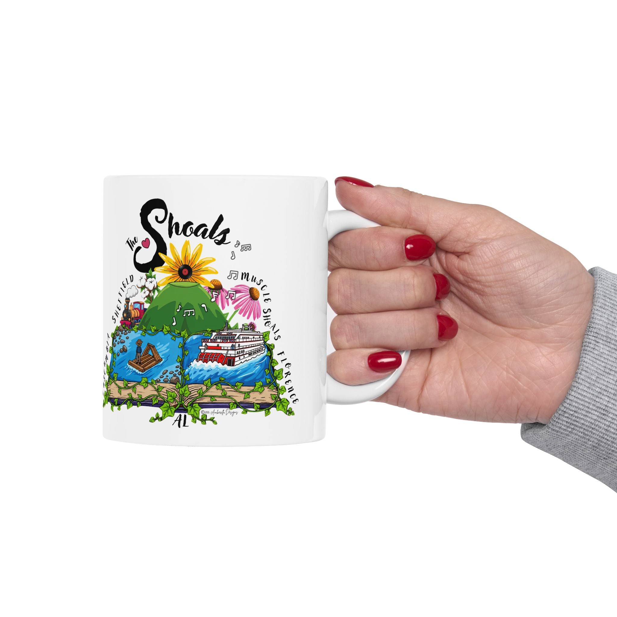 The Shoals Story: Tuscumbia, Sheffield, Muscle Shoals and Florence Alabama Travel Souvenir Mug (11oz/15oz)