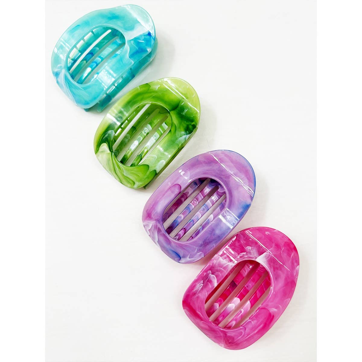 Marble Colors Flat Hair Claw Clips