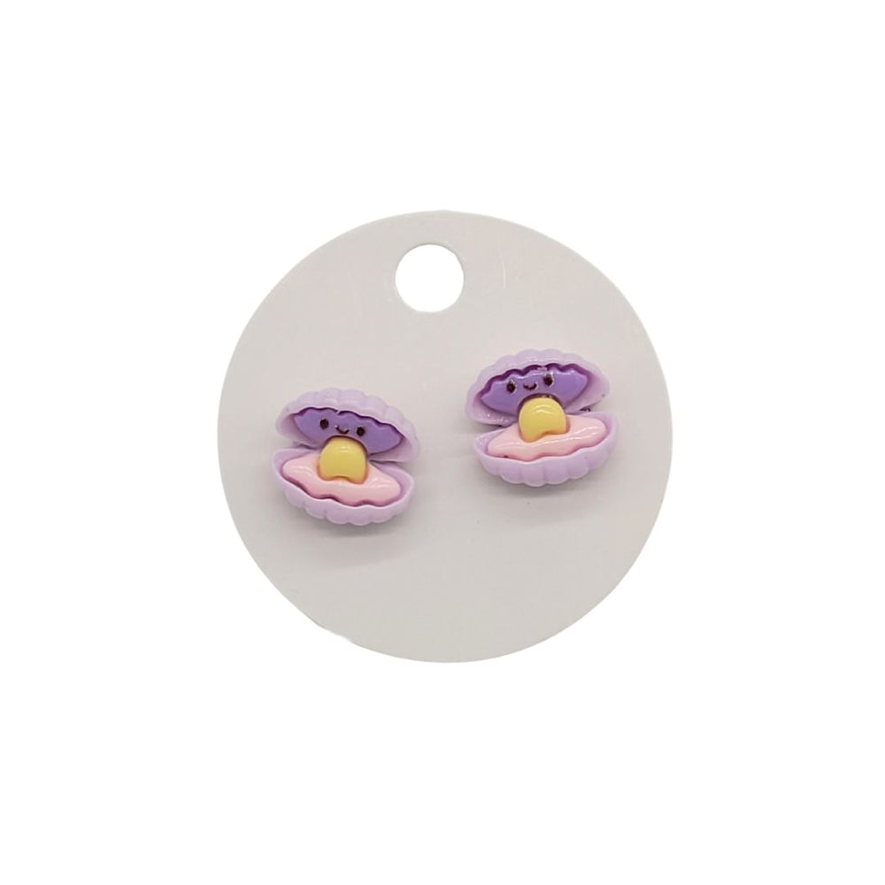 Purple Clam Earrings