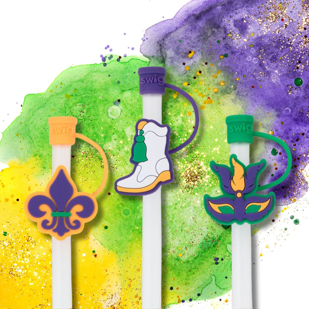 Swig Mardi Gras Straw Topper Set