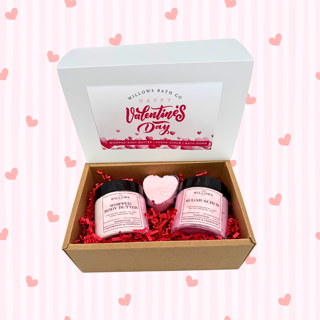 V-DAY Bath Set | Whipped Body Butter, Sugar Scrub, Bath Bomb