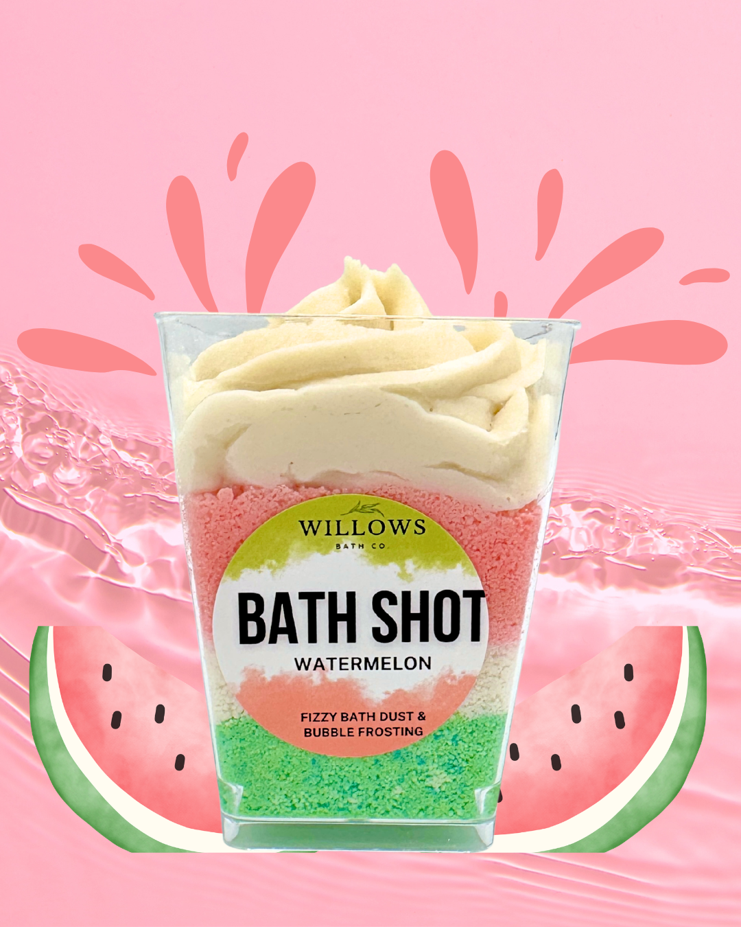 Watermelon Bath Shot | Fizzy Bath Powder & Bubble Frosting
