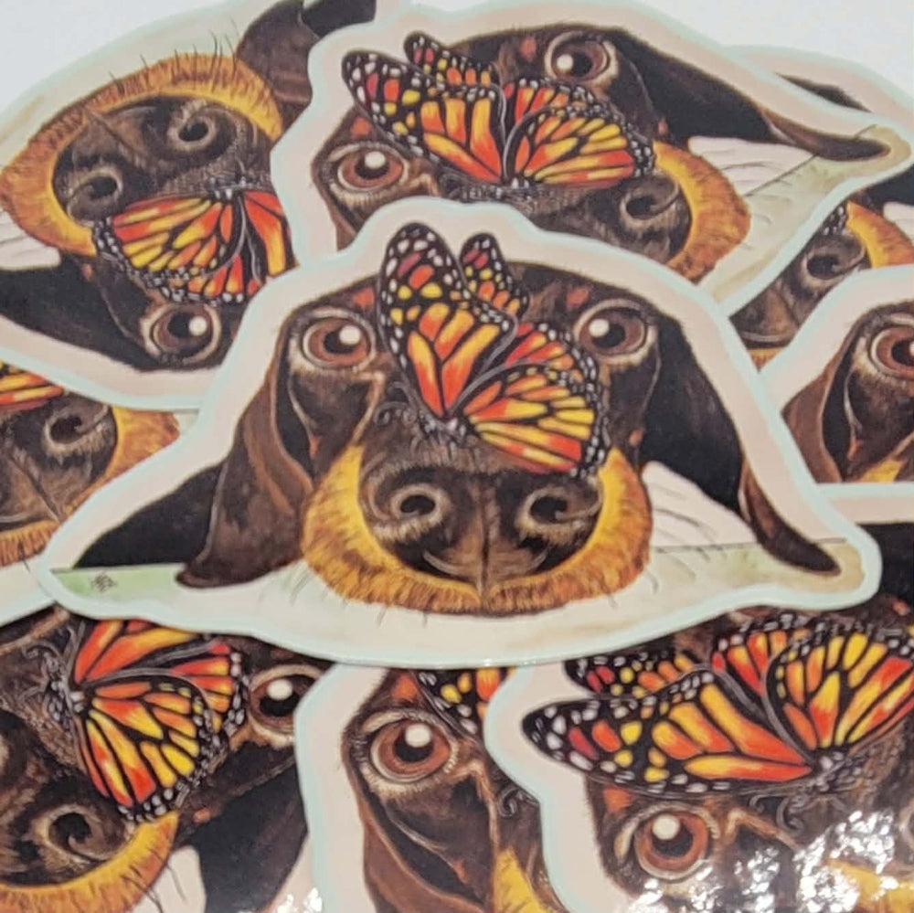Fluttered Dachshund Waterproof Sticker