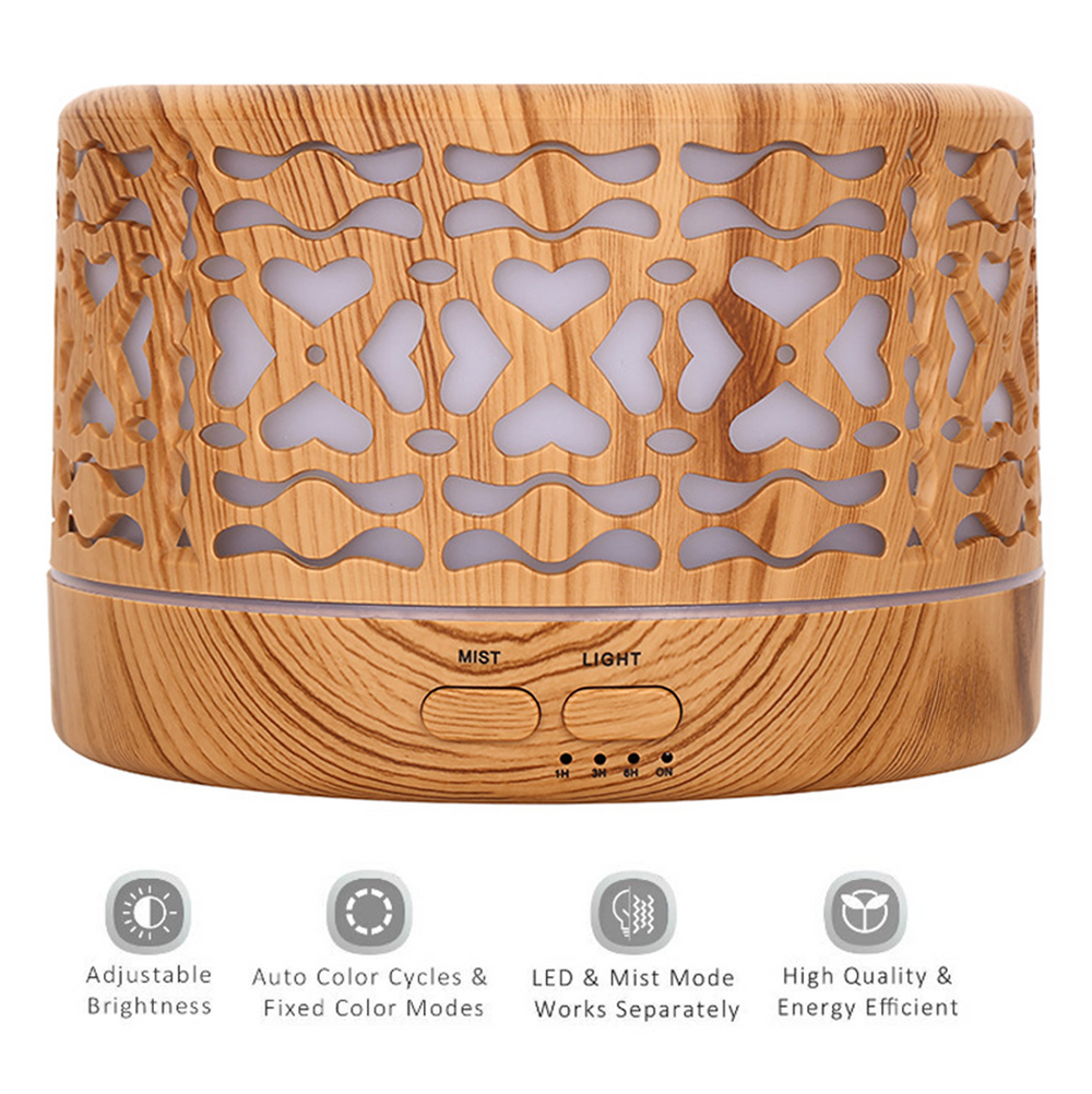Ultrasonic 5 in 1 Home Diffuser, Hearts: Light Wood