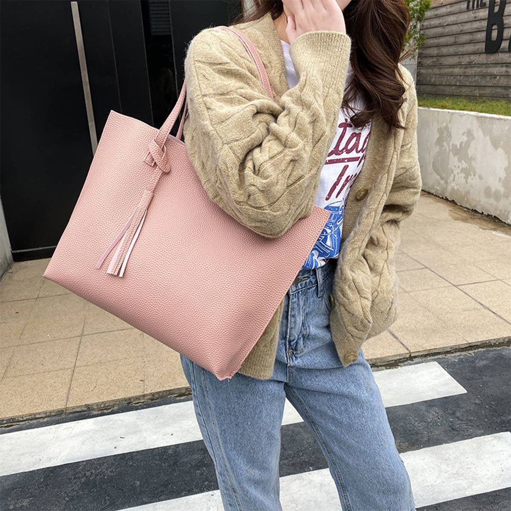 Big Capacity Tassel Tote Handbag Red