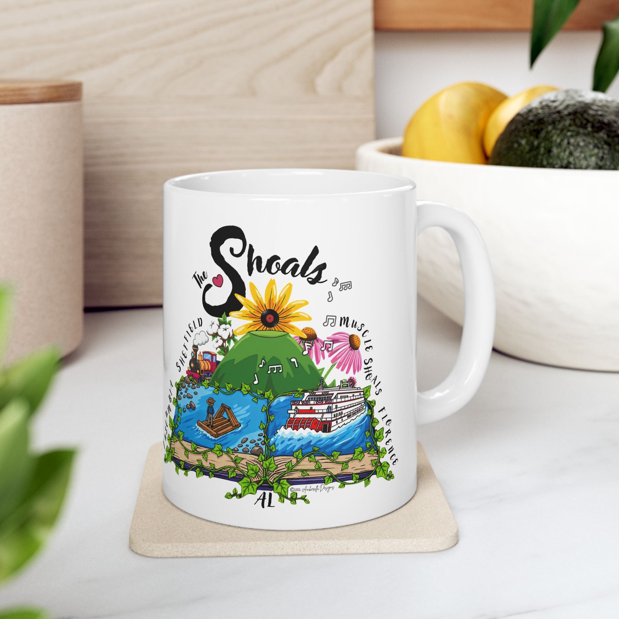 The Shoals Story: Tuscumbia, Sheffield, Muscle Shoals and Florence Alabama Travel Souvenir Mug (11oz/15oz)