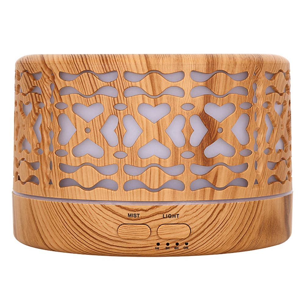 Ultrasonic 5 in 1 Home Diffuser, Hearts: Light Wood