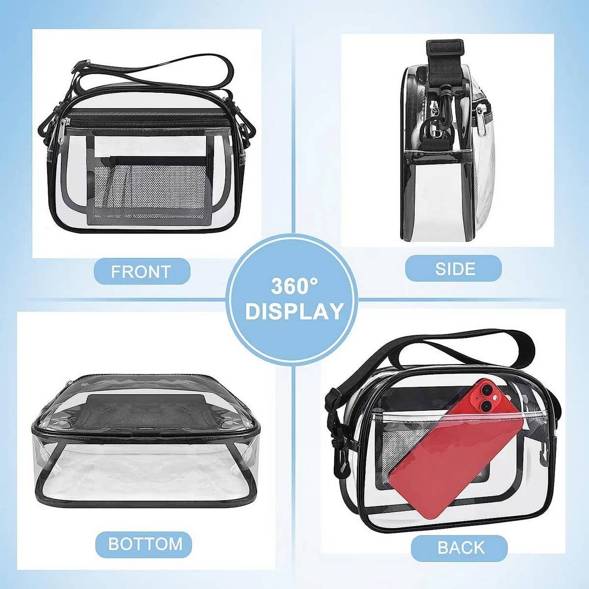 TRANSPARENT MULTIFUNCTIONAL CROSSBODY BAG