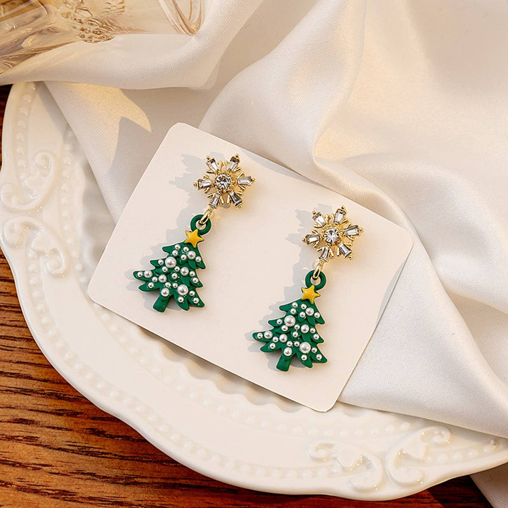 Christmas Tree Earrings Green