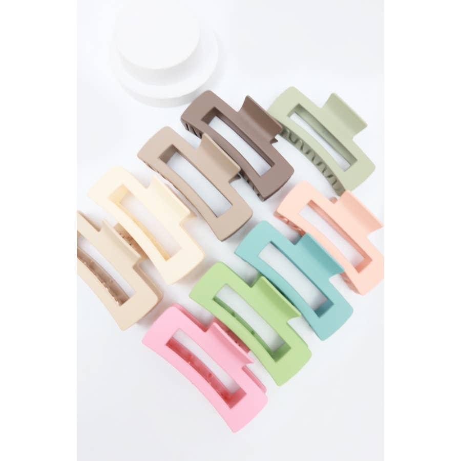 Matte Large Cut Out Rectangle Hair Claw Clip