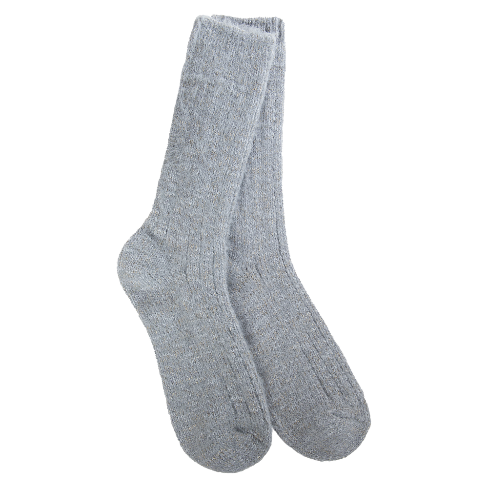 Pair of gray socks on a white background