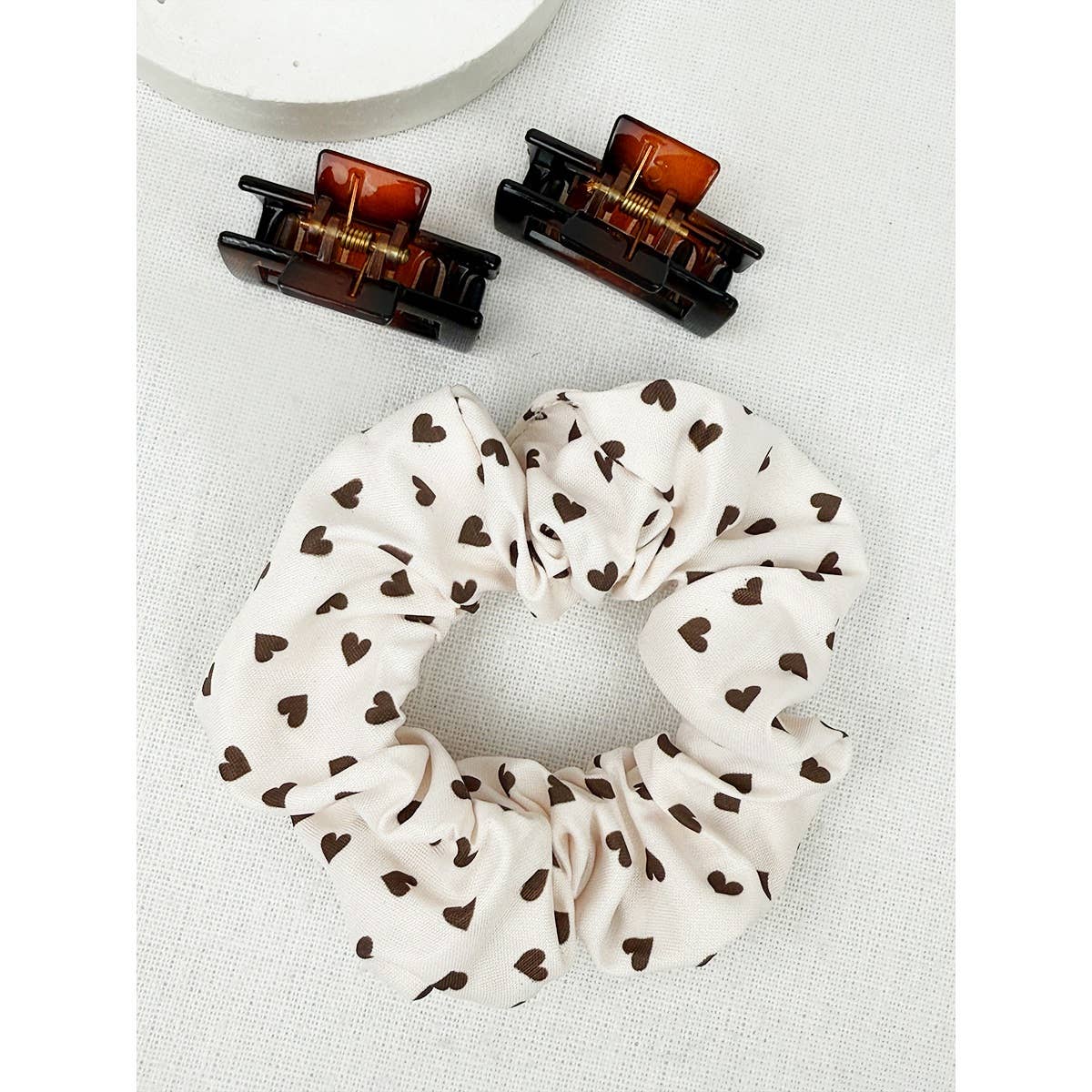 Heart Scrunchies and Mini Rectangle Clips Set