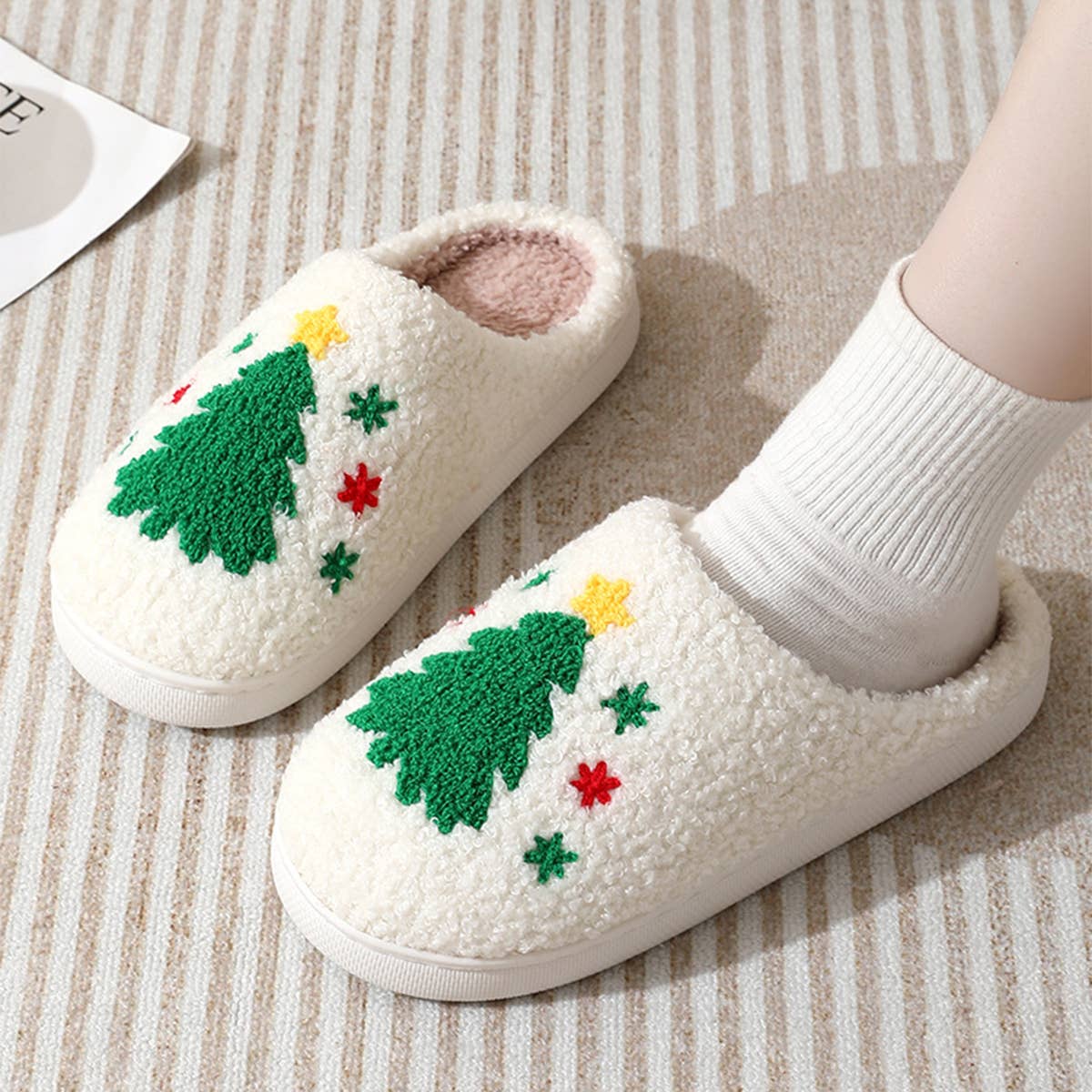 CHRISTMAS TREE WARM COTTON SLIPPERS