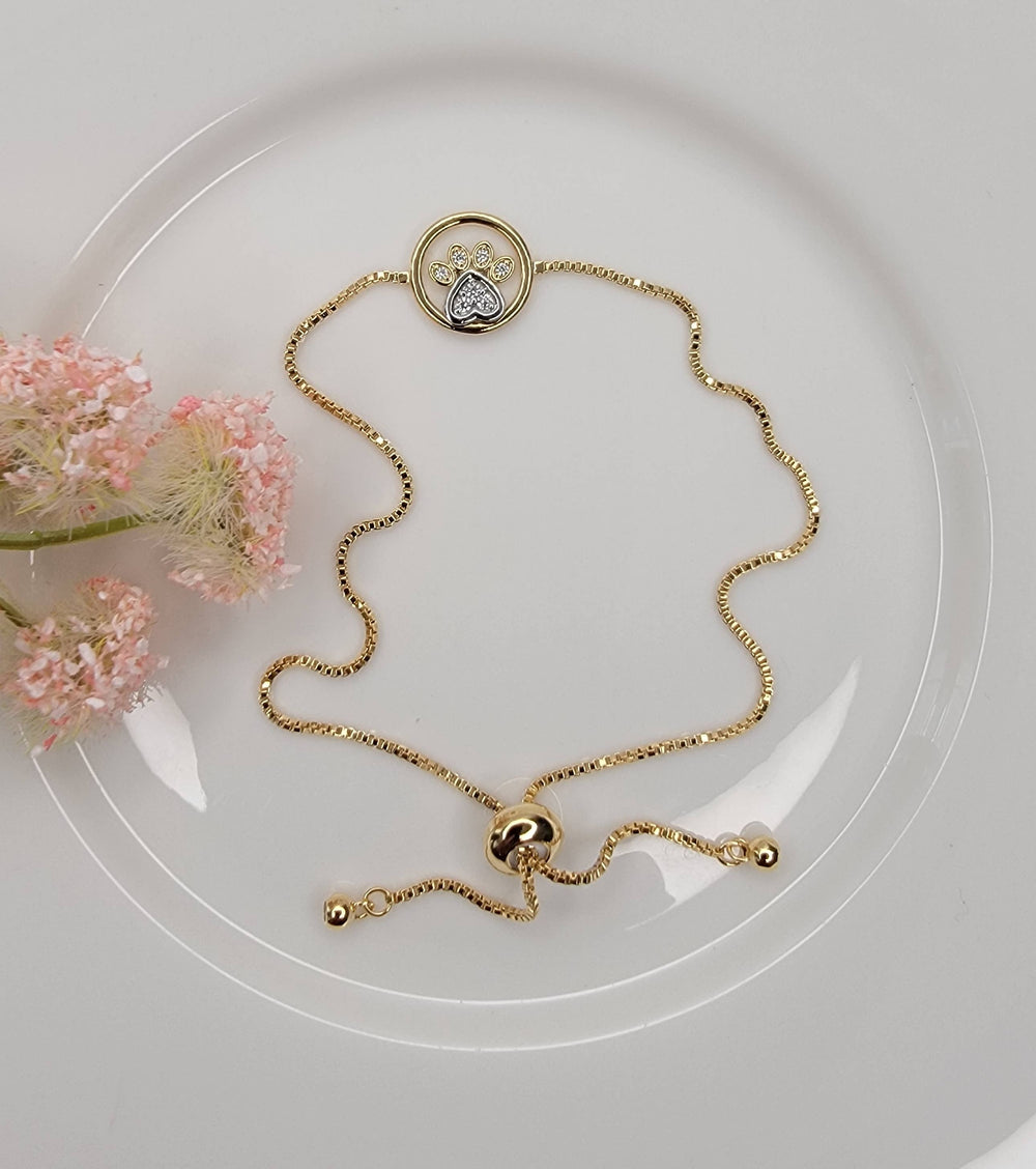Small Paw Slide Bracelet: Gold