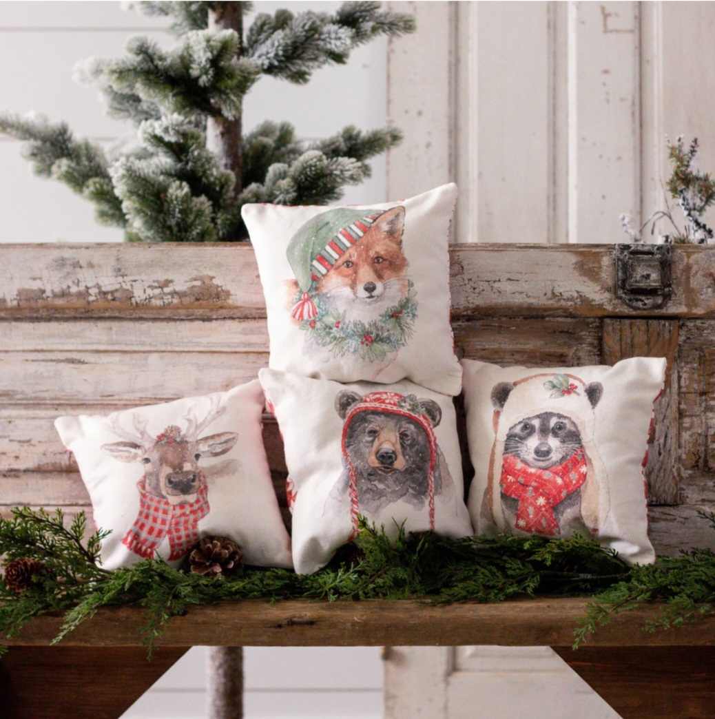 Mini Pillows - Cozy Bear, Deer, Raccoon, Fox