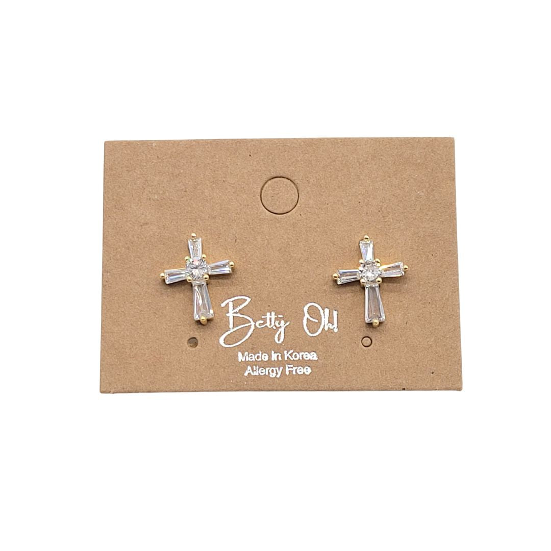 CZ Small Cross Post Earrings