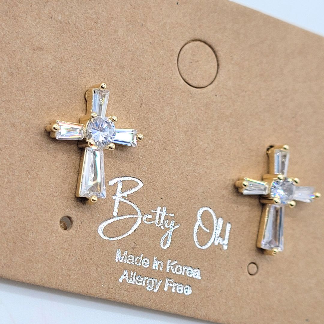 CZ Small Cross Post Earrings