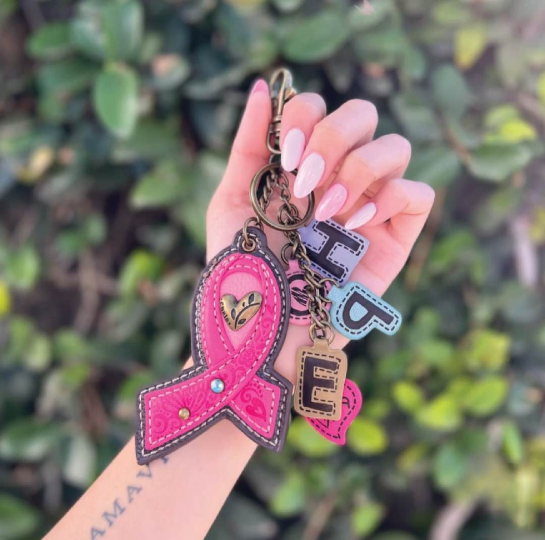 Chala Charming Charms Keychain Pink Ribbon Breast Cancer Awareness