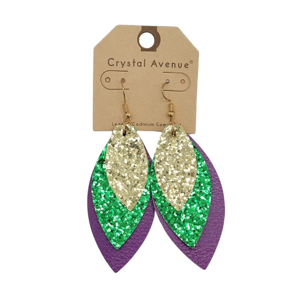 Mardi Gras Leaf Earrings
