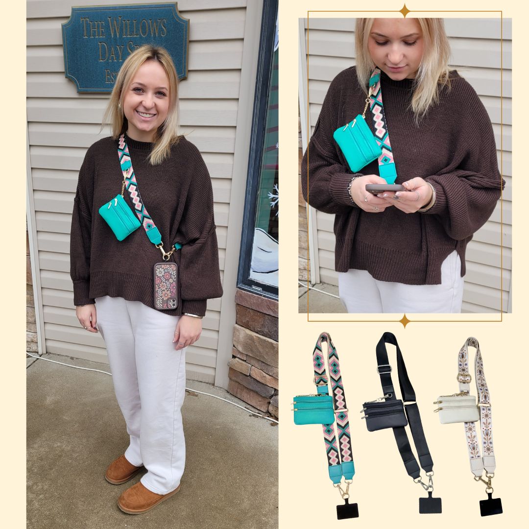 Crossbody Strap with Zipper Pouch Phone Holder