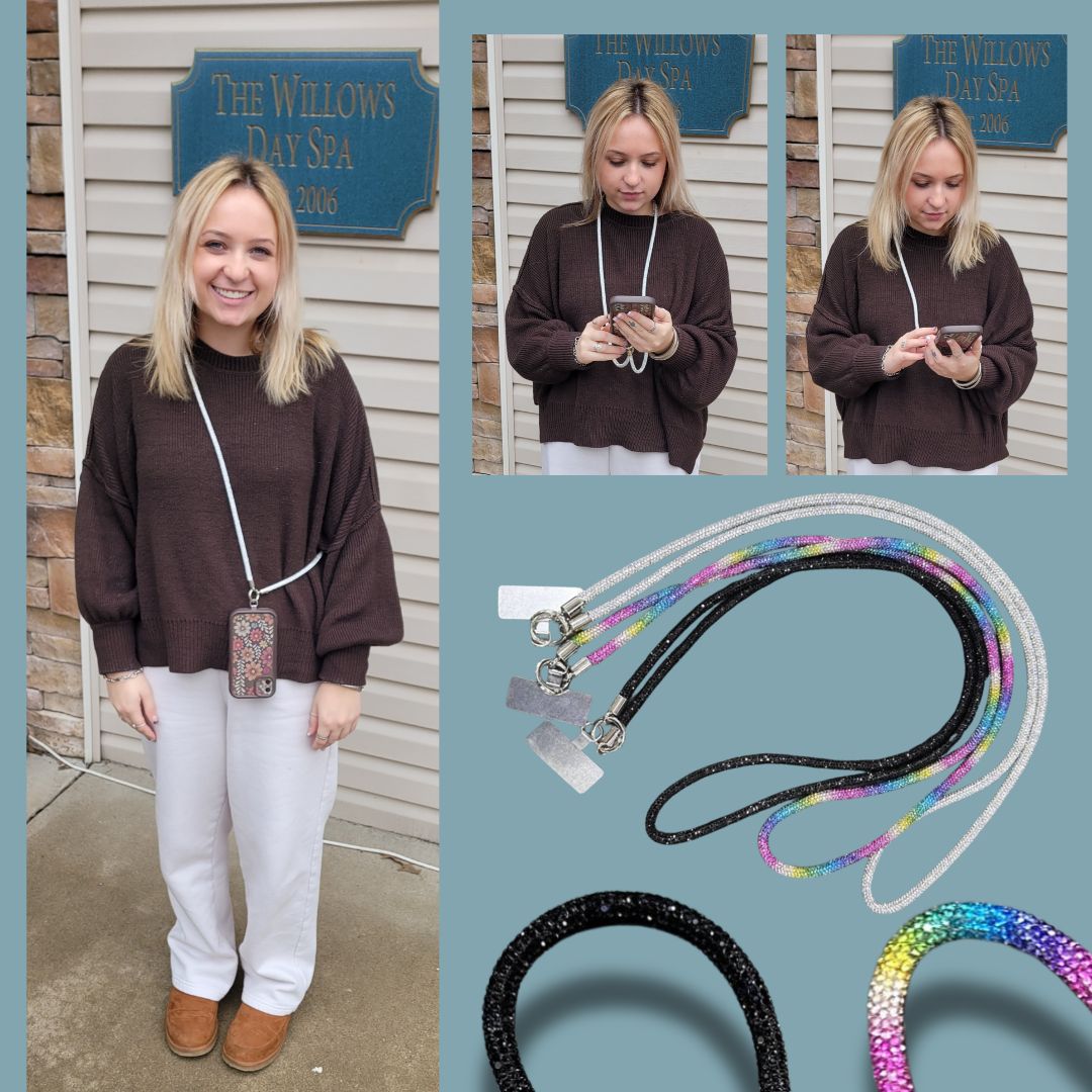 Rhinestone Crossbody Strap Phone Holder