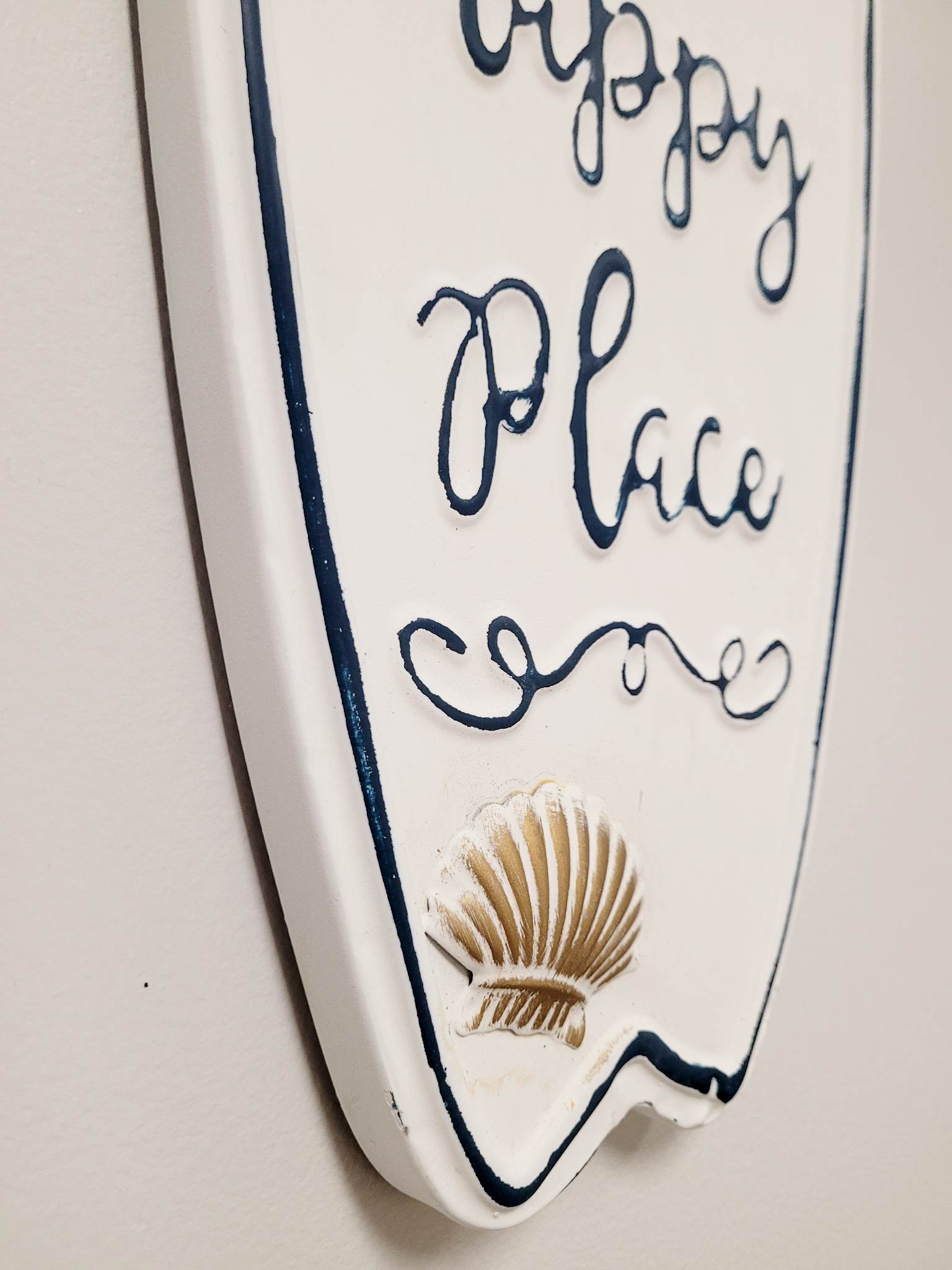 The Beach Is Our Happy Place White Metal Sign