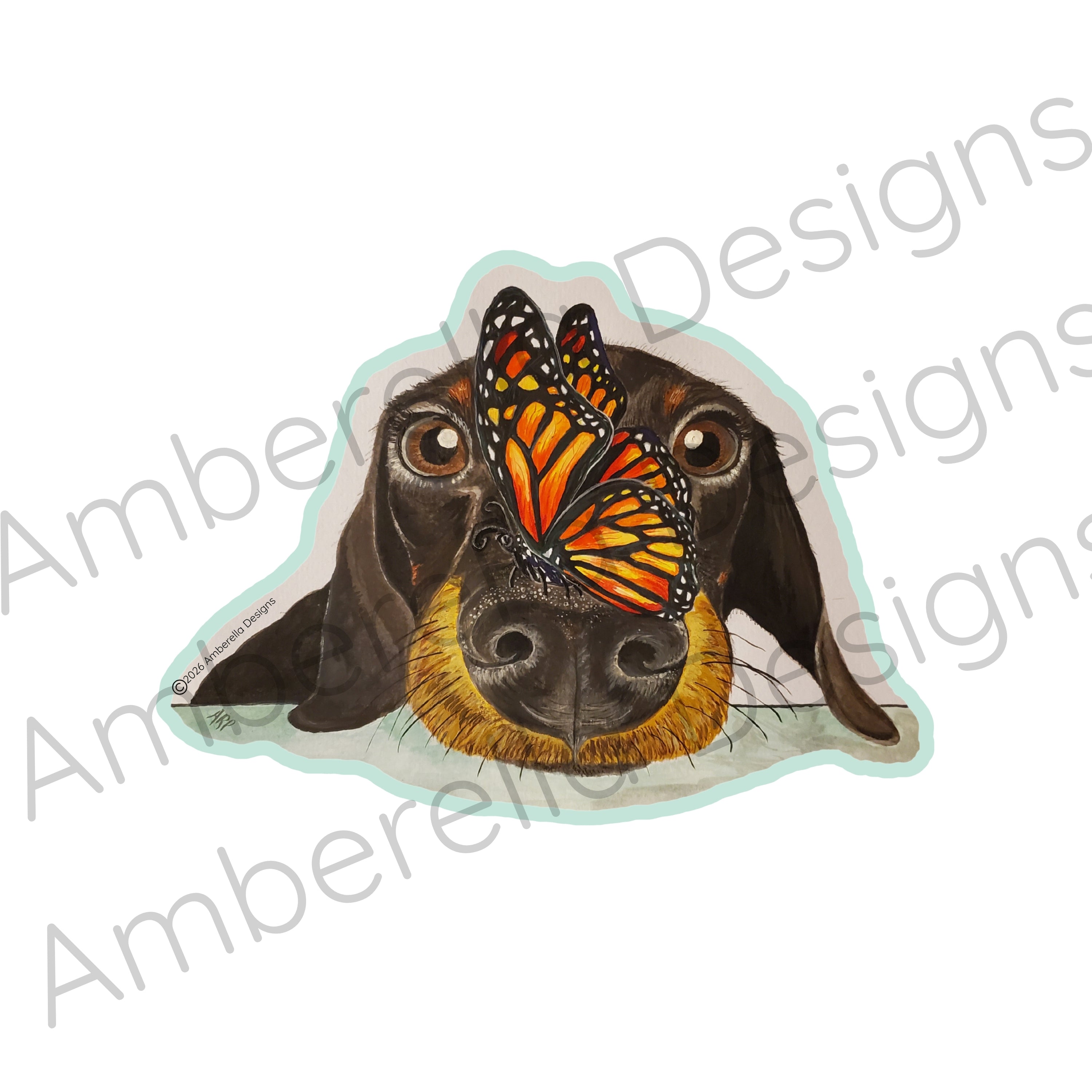 Fluttered Dachshund Waterproof Sticker
