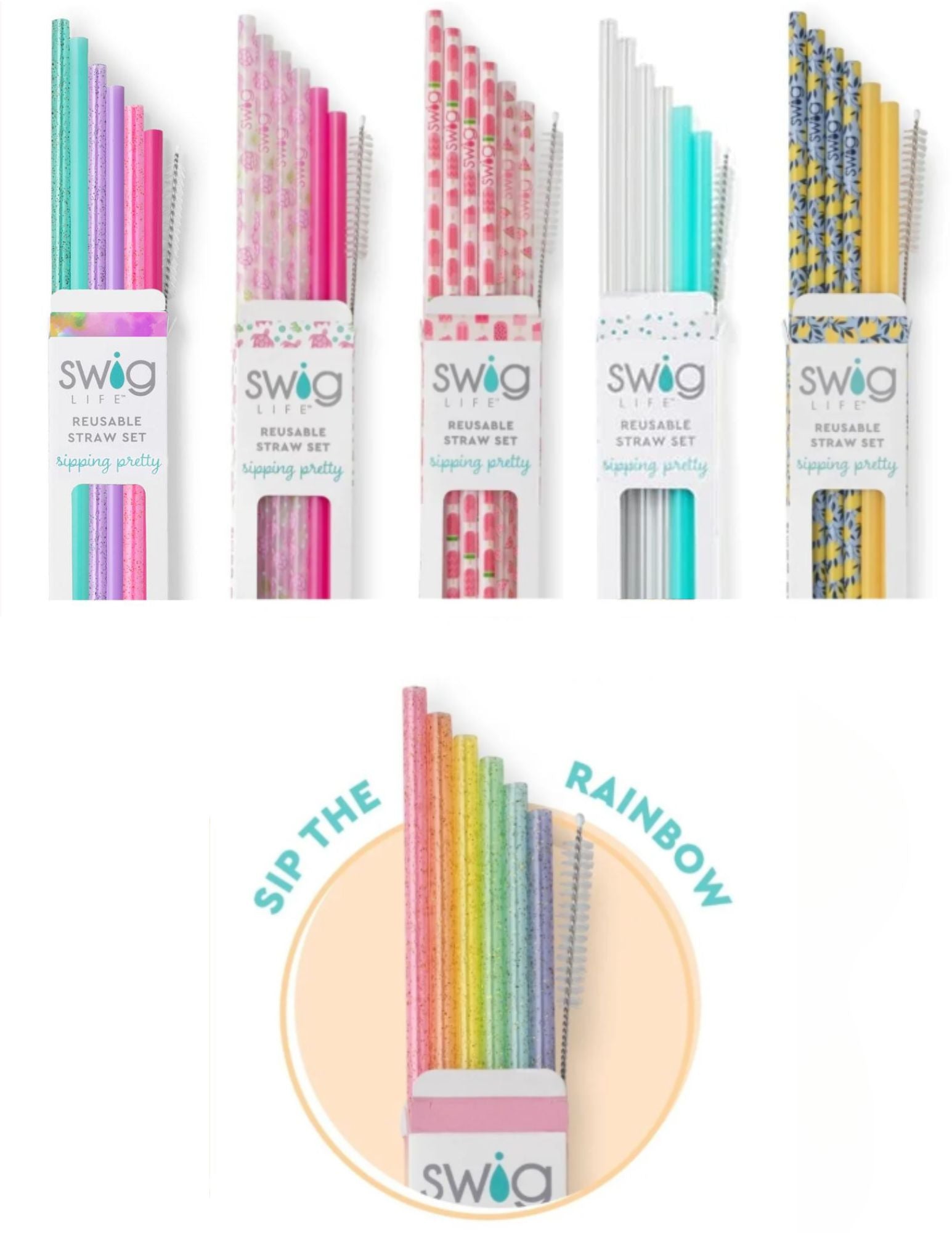 SWIG REUSABLE STRAW SET 7PC