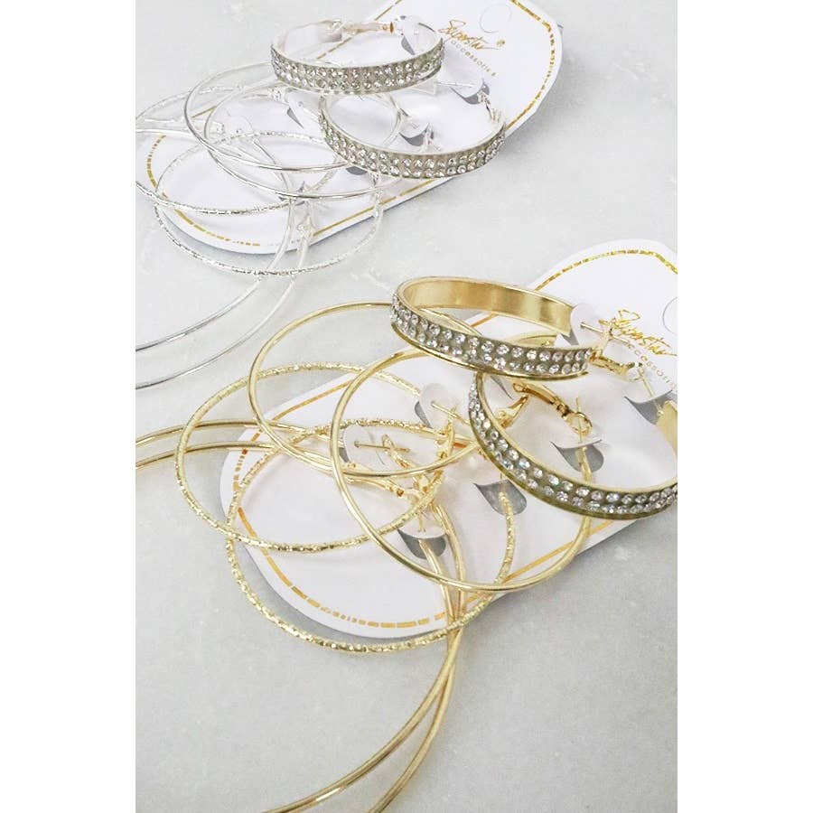 4-Pair Hoop Earring Mix Set