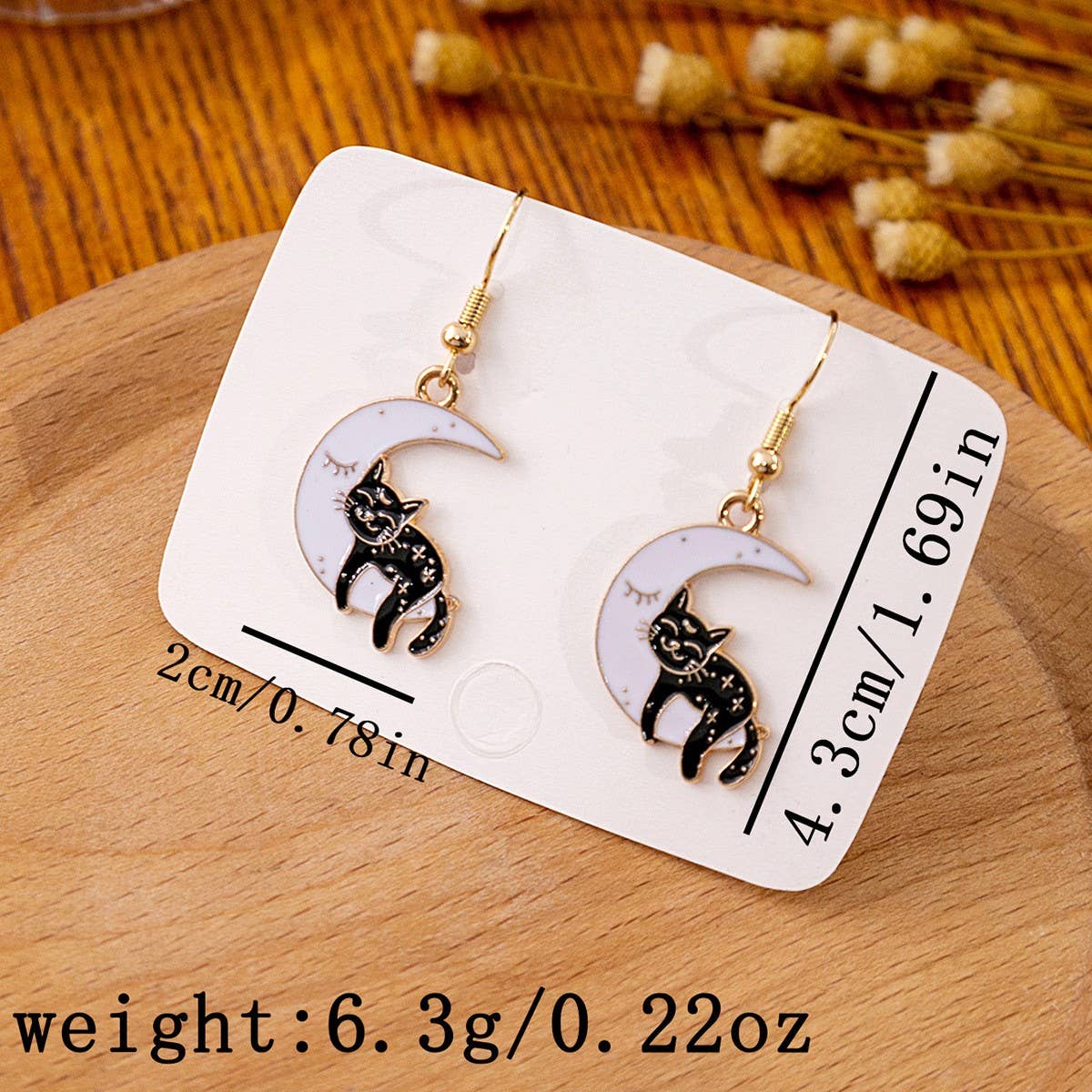 HALLOWEEN CAT AND MOON EARRINGS