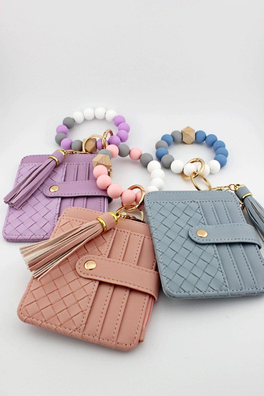 Nina Quilted Beaded Keychain Bracelet Wallet