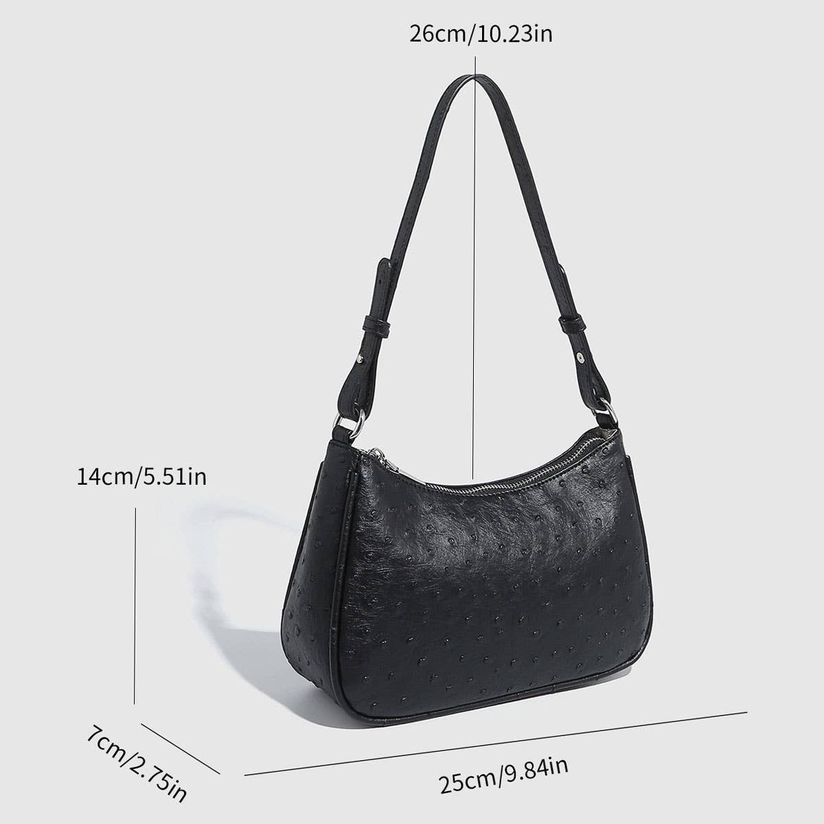 Ostrich Texture Adjustable Handbag